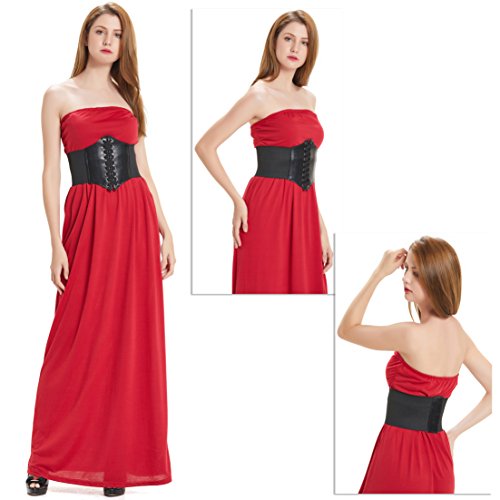 Hanerdun Lace-Up Waspie Corset Belts For Women Elastic Waist Belt Tied Retro Wide Belt #TOP4