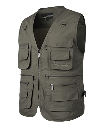 Yukirtiq Uomo All'aperto Gilet da Pesca Traspirante Asciugatura Rapida Gilet da Lavoro Reporter Caccia Fotografi Outdoor Vest Safari Giacche Gilet con Multitasche