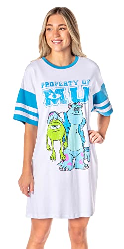 Disney Womens Monsters University Varsity Football Tee Oversized Night Shirt Mike Sulley Nightgown (Small) White #TOP10