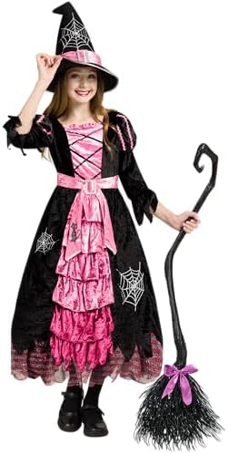 Spooktacular Creations Hexe Kostüm, Hexenkostüm, Karneval Fasching Bekleidung, 3-teiliges Halloween Kostüm Deluxe Set für Mädche