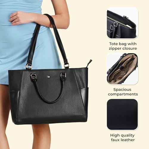 Image of Symbol Premium Women's Tote Hand Bag crafted from Imported PU | Stylish | Office Use - 15 inch Laptop