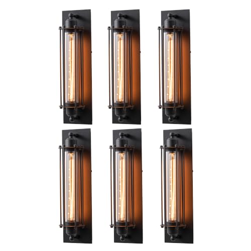 Image of mirrea 18-Inch Industrial Outdoor Wall Light Sconce, Matte Black, Set of 6