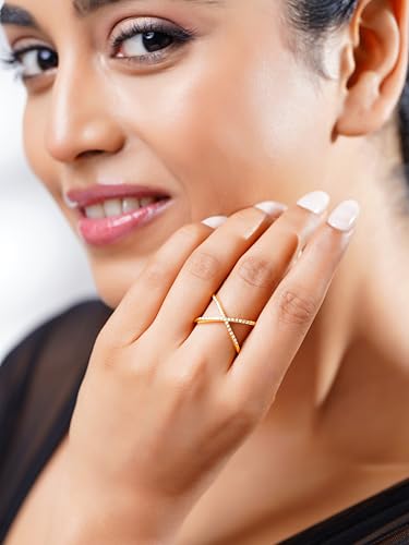Image of 18K Gold Plated Statement Ring for Women | Stylish Classy Rings | Waterproof and Anti Tarnish Jewellery | Rakhi Gift for Sister | Gifts for Women | 1 Year Warranty*