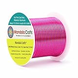 Mandala Crafts 14 Gauge Anodized Aluminum Craft Wire for Jewelry Making - 60 FT Colored Flexible Hot Pink Wire - Bendable for Bonsai Armature Crafting Sculpting