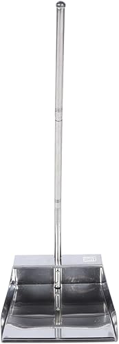 Recogedor de servicio con mango largo, 1 recogedor de basura de acero inoxidable, recogedor vertical de metal
