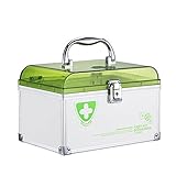 Glosen First Aid Box Lockable Medicine Storage Box with Child Safe Lock 8.46'x5.51'x5.87'(Green)