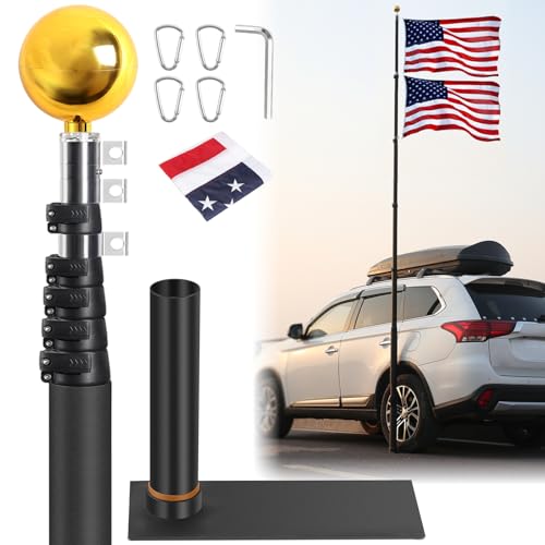 AirVows 20FT Tailgate Flag Pole with Tire Mount,Portable Flag Pole with 20