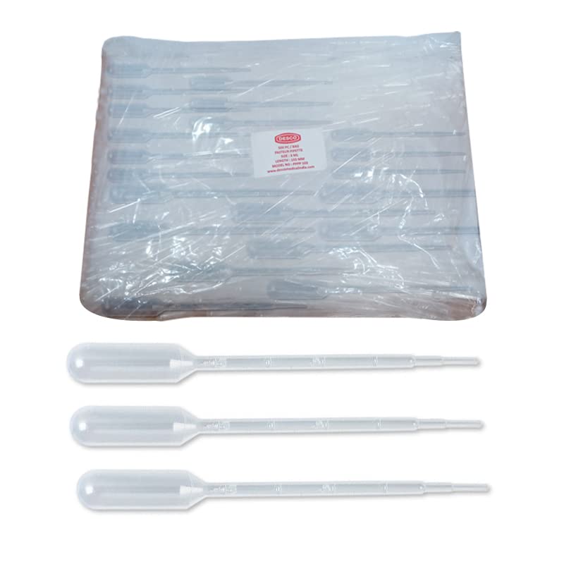 DESCO Pasteur Pipette 3 ml for Experiment Medical - Pack of 500