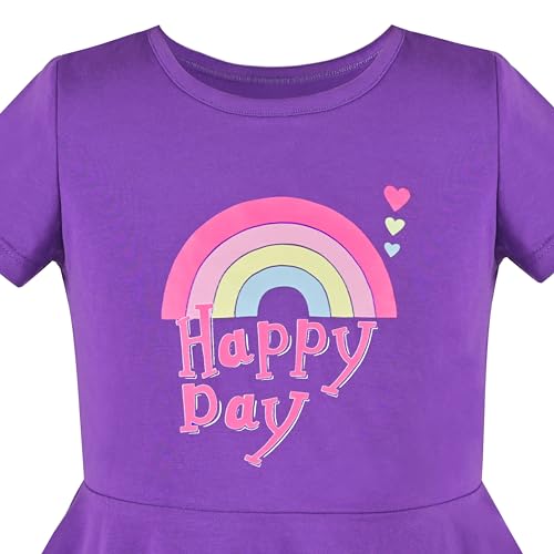 Image of Sunny Fashion Girls Dress Colorful Striped Knitted Cotton Stretch School