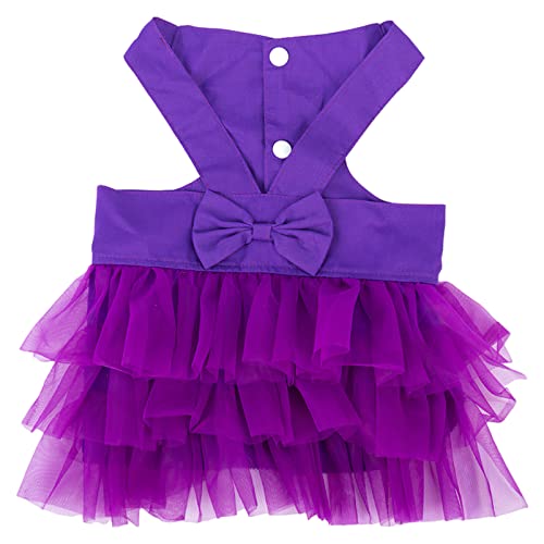 Apott Purple Tutu Dog Dress With Hat Pet Tulle Costume Vest Skirt Lace Trim Puppy Clothes Outfit Apparel For Small Cats Doggies Girl, L #TOP3