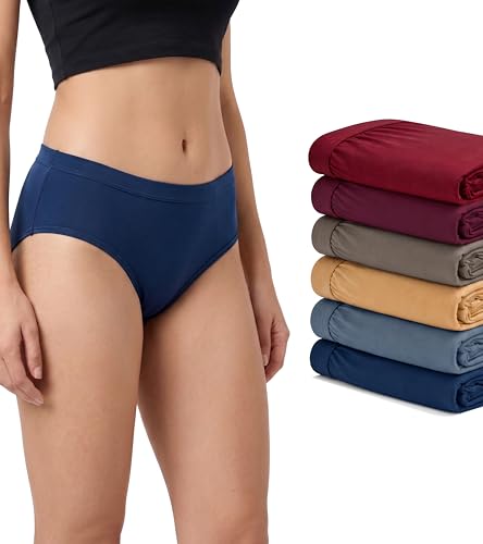 Image of Asix Women Lycra Panty Pack of 6 | Stretchable Breathable Ladies Underwear | Soft Elastic Waistband Comfortable Innerwear Combo | Printed Panties for Women