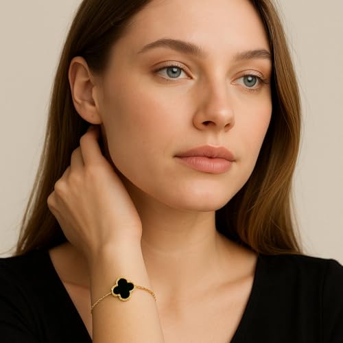 Image of Lucky Charm Clover Bracelet for Women | 925 Sterling Silver with 18K Gold Plating | Adjustable & Anti-Tarnish | Stylish Designer-Inspired Jewelry