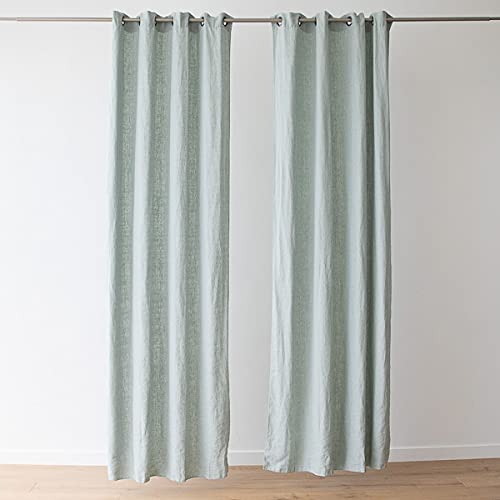 LinenMe Leinen Vorhänge mit Ösen Terra - Gardinen Leinen 100% - Natürliche leinenvorhänge für Fenster Schlafzimmer Wohnzimmer - Seeschaum