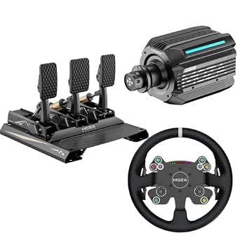 MOZA R21 Sim Racing Bundle with R21 Ultra Direct Drive Base, CRP2 Load Cell Pedals, and CS V2P Racing Wheel