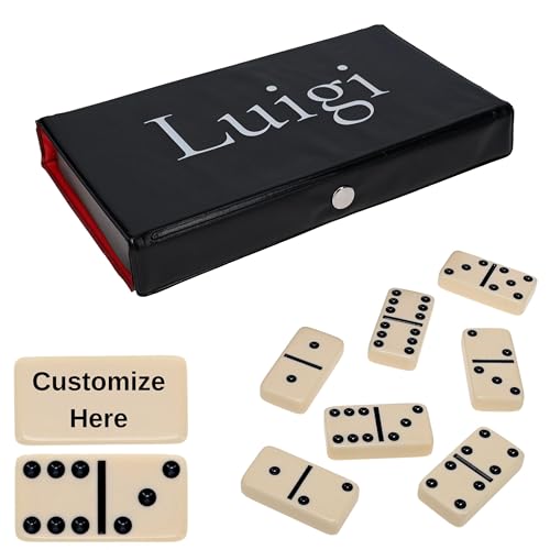 WE Games Personalized Double 6 Domino Set in Vinyl Case, Dominoes Set for Adults, Customized Gifts