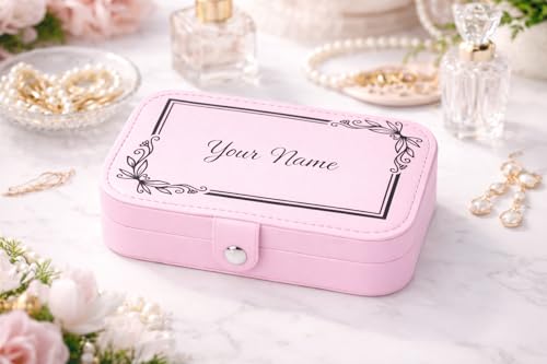 Image of Mini Jewellery Travel Case, PU Leather Organizer Box, Small Portable Jewellery Storage Holder for Womens Rings Earrings Necklaces (Eternal Garden)
