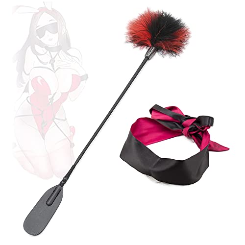 Antifaz de satén para Dama Elegante + Cosquillas con Pluma esponjosa, Juguete Feliz Šêx para Parejas Cover