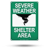 TRADESAFE Severe Weather Shelter Area Sign - Storm Shelter Sign, Quick Install, Light Reflective, UV-Resistant, Waterproof, 10” X 14” Aluminum Safety Signs for Business