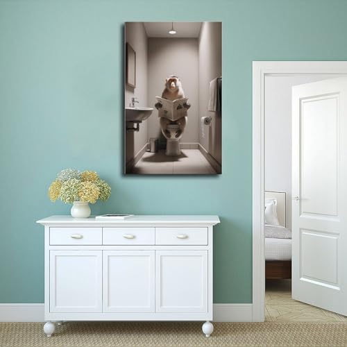 Poster macaque lisant journal impression toile haut de gamme