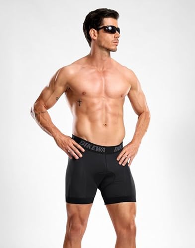 Bikewa Roupa íntima masculina de ciclismo com aderência antiderrapante 4D acolchoada para bicicleta
