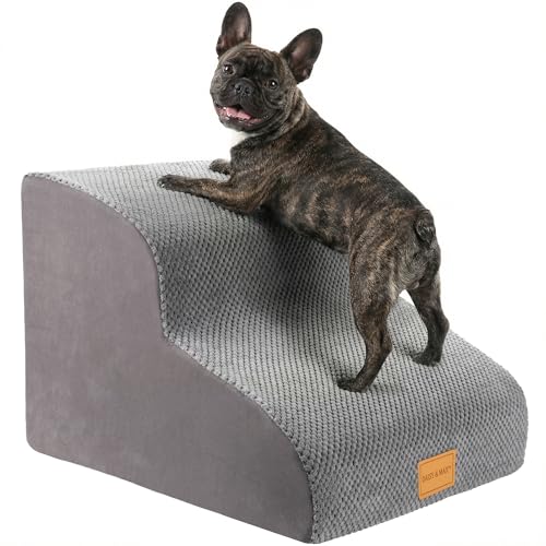 Daisy & Max Dog Steps 2 Step for Bed & Sofa – Soft Foam Pet Stairs with Non-Slip Base & Washable Removable Cover, Waterproof Dog Steps Ladder for Small Medium Large Dogs, Puppies, Cats & Senior Pets