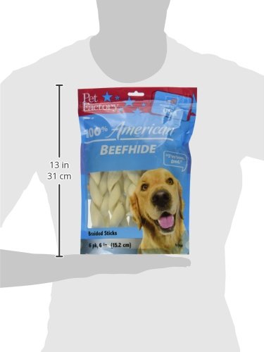 Pet Factory U.s.a. Beef Hide Braided Sticks Chews For Dogs (6 Pack), Medium/6" #TOP1