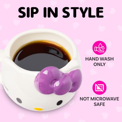 Image of Silver Buffalo Sanrio Hello Kitty Purple Bow, 3D Sculpted Mug, 20oz | Ceramic, 0.59 Liters