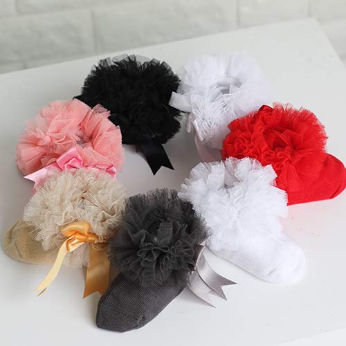 Newborn Infant Kids Baby Girls Boys Bowknot Ribbon Lace Socks Solid Cotton Knit Ruffle Frilly Ankle Socks3