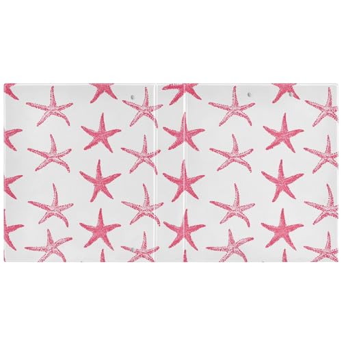 Image of 3 Ring Binder Pink Starfish Nautical Coastal Ocean C 1.5 inch Binders Three Ring Binders with Clipboard Fit 8.5'' x 11'' Paper 3 Interior PVC Clear Pockets for Office Supplies