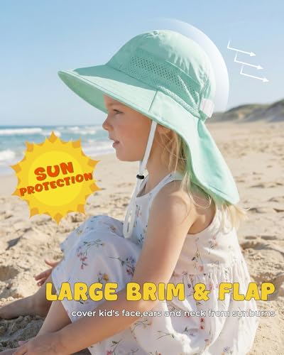 Image of Toddler Baby Sun Hat Kids Summer Beach Essentials Adjustable Beach Hats with Bucket Wide Brim for Boys Girls Age 0-14 Years