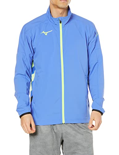 [ミズノ] テニスウェア トレーニングクロスジャケット 吸汗速乾 ストレッチ性 ダイナモーションフィット 62JC2010 ソニックブルー×ネオライム M