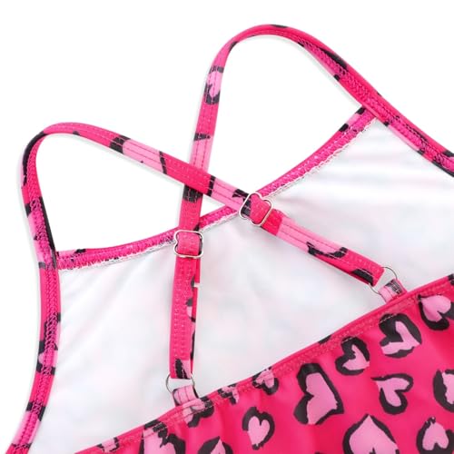 Image of Girls Swimsuit One Piece Bathing Suit with Adjustable Straps Cute Little Kids Swimming Suits Beach Swimwear 4T-12