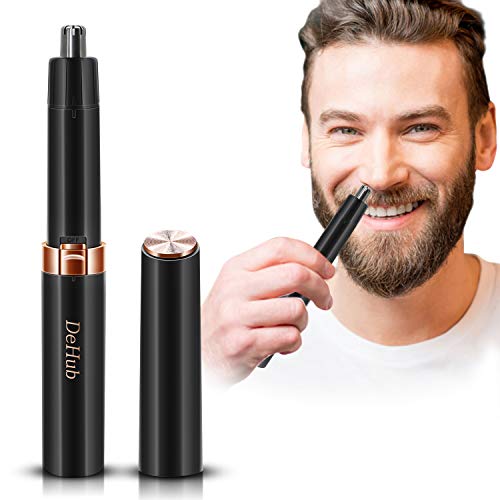 Nose Hair Trimmer for Men & Women, DeHub Upgraded 2019 Version Electric Painless grooming Nostril and Ear Hair Trimmers/Clippers Removal,Mute Motor,Double-Edge Stainless Steel Blades, Battery-Operated