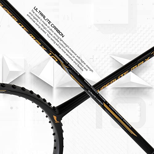 Li-Ning G-Force Superlite Max 10 Carbon Fibre Badminton Racket with Free Full Cover(80 Grams, 28 Lbs) (Black/Gold/White) 3 41uTfLHWt4L