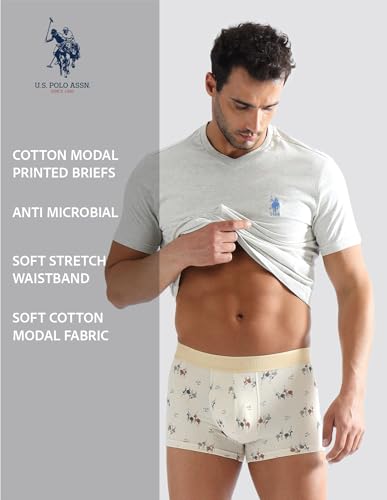 Image of U.S. Polo ASSN. Men PT005 Cotton Modal Printed Premium Underwear Trunks -Pack of 1