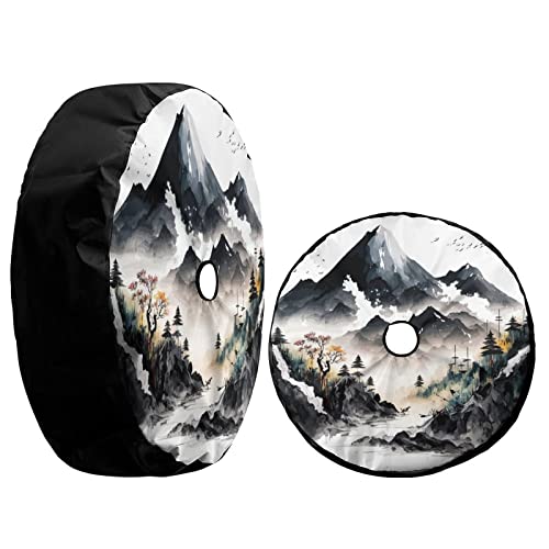 Image of Delerain Spare Tire Cover with Backup Camera Hole Mountain Wheel Covers Waterproof Dust-Proof UV Sun Universal Fit for RV Trailer RV SUV Truck (17 Inch for Diameter 31 inch-33 inch)