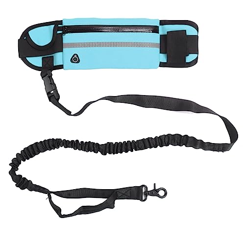 Hundeleine Hundelaufleine Hände Frei mit Reflektierendem Elastischem Flexiblem Bund und Abnehmbarer Tasche Hundelaufleine für Outdoor-Walking-Training (Himmelblau)