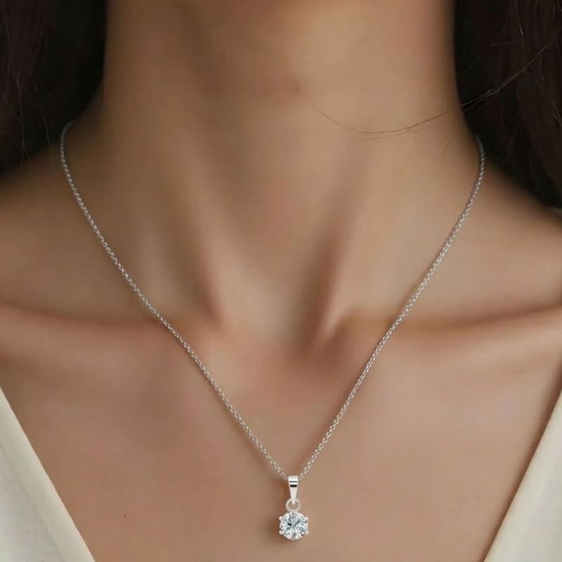 Image of Miss Highness 925 Pure Silver Pendant Necklace for Women, Modern Design Pendants, Rhodium Plated, Minimal Jewellery with Authenticity Certificate, Birthday, Anniversary, Gift for Wife & Girlfriend
