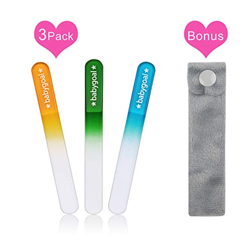 Babygoal Newborn Nail File Baby Nail Files 3 Pack With A Pouch,Genuine Czech Float Glass, Gift For Newborns,Toddlers,Infant, Babies &Young Children 3Nf02 #TOP1