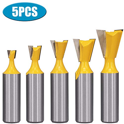 Hymnorq 1/2 Inch Shank Dovetail Router Bit Set of 5PCS to Fit Most