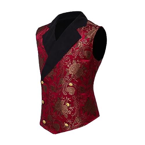 VEECOOCOS Mens Victorian Vest Tudor Suit Vest Renaissance Steampunk Gothic Waistcoat2