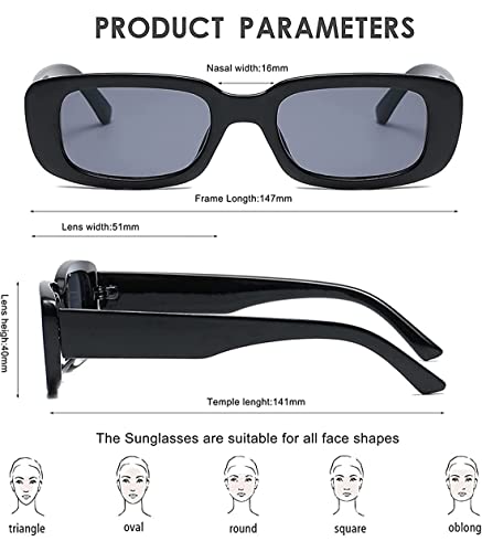 Image of Rectangle Sunglasses for Women Retro Driving Glasses 90's Vintage Fashion Narrow Square Frame UV400 Protection