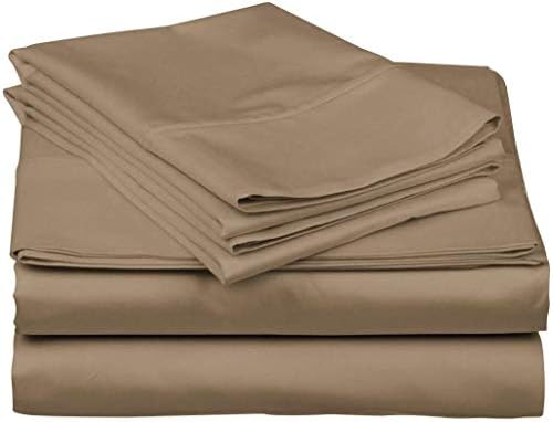 ARlinen Sheet Sets Twin-XXL Size Taupe Solid Fit Mattress up to 15 Inch Deep Pocket Egyptian Cotton 400-Thread-Count Premium Quality 4 PCs Bedding Sheet Set.
