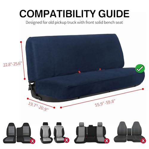 Image of Leader Accessories Solid Bench Seat Cover for Full Size Pickup Trucks, Blue | Solid Bench Seat Cover for Pickup SUVs, Heavy-Duty Woven Fabric Protect Dirt, Stains, Universal Fits Ford, Chevrolet, Dodge