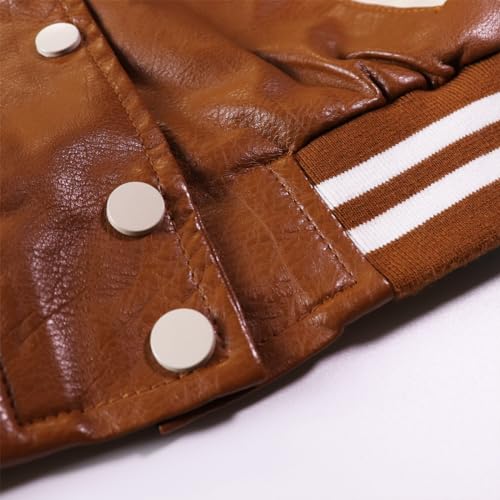 Image of Kids Leather Jacket Boys Baseball Jacket Motorcycle Faux Leather Zipper Coats 4-8 Years