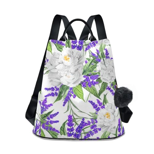Sac à dos mode femme Violet Lavande fleurs pour voyage, école et shopping