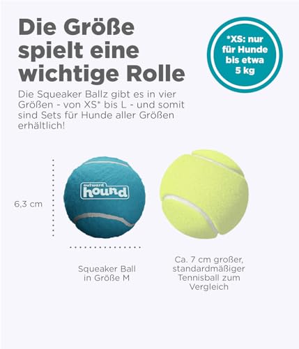 Outward Hound Squeaker Ballz - Hundespielzeug zum Apportieren - Größe M - 4er-Pack