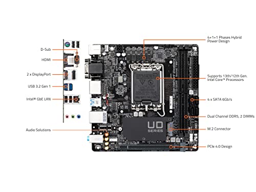 Image of GIGABYTE H610I (H610 / Intel /LGA 1700 / Mini-ITX / DDR5 / Single M.2 / PCIe 4.0 / USB 3.2 Gen1 / Intel GbE LAN Chip /Motherboard)