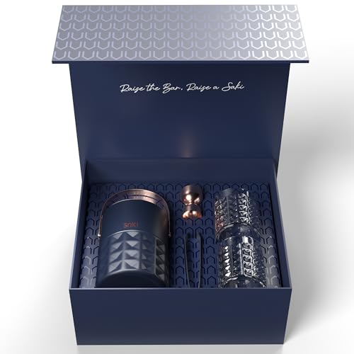 Image of SAKI Square Hammer Ice Bucket and Whiskey Glass Set | Includes 2 Square Hammer Whiskey Glasses | Stainless Steel Ice Bucket |1 Jigger | 1 Tong | Perfect for Home Parties, Gifting Solution