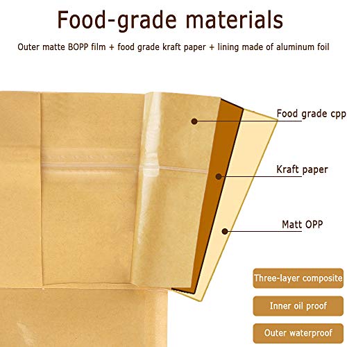 Kraft papieren zakken 150 stuks ritssluitingszak Kraftpapier Herbruikbare opbergzakken voor voedsel met transparant… - Image 5